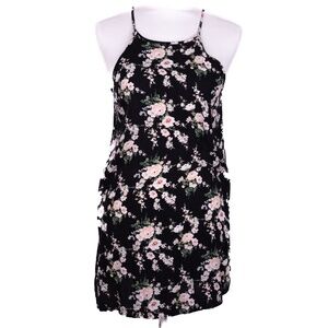 Forever 21 Black and Floral Sleeveless Spaghetti Strap Sundress, Size S